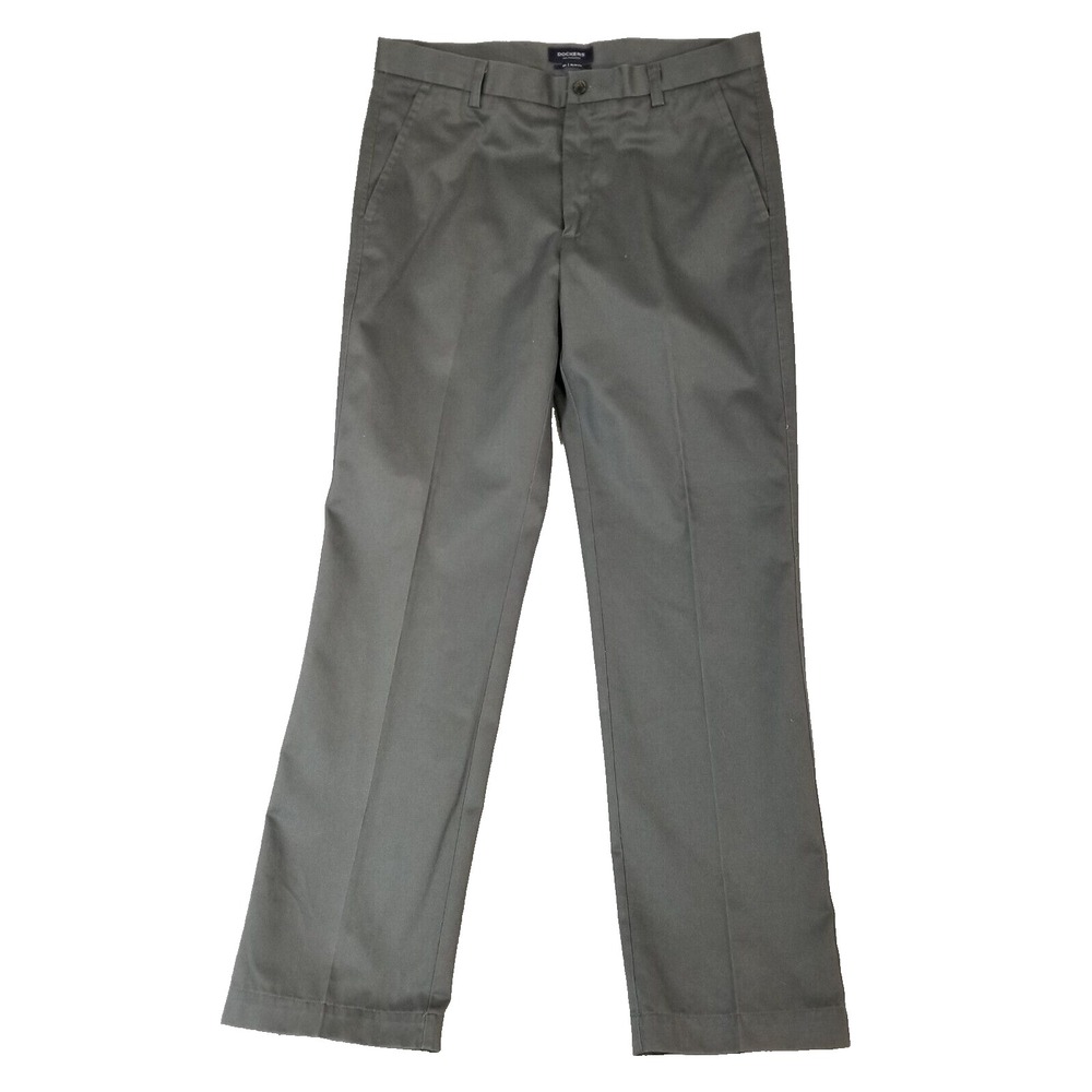 Dockers D1 khaki chino pants men's 36x34 slim straight gray preppy retro
